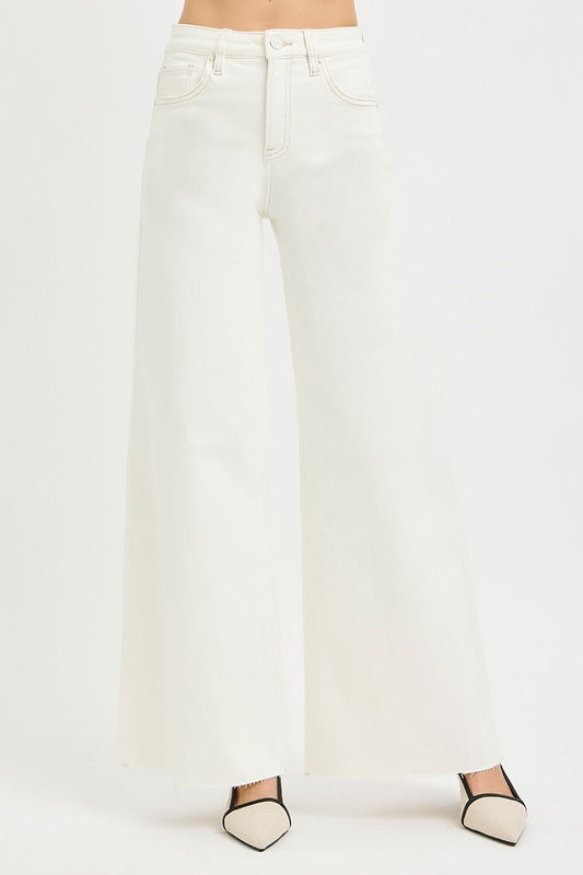 Chrissy Cream HR Wide Leg Palazzo Jeans