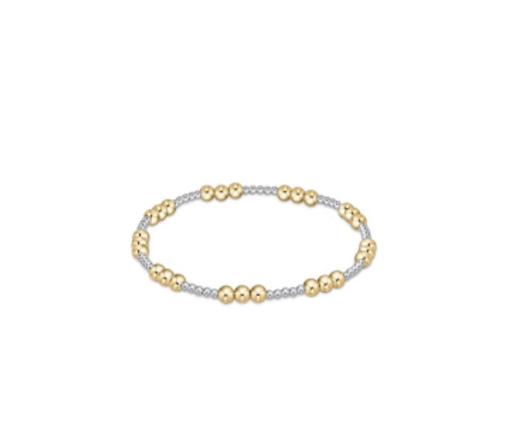 Classic Joy Pattern 4mm Bead Bracelet - Mixed Metal