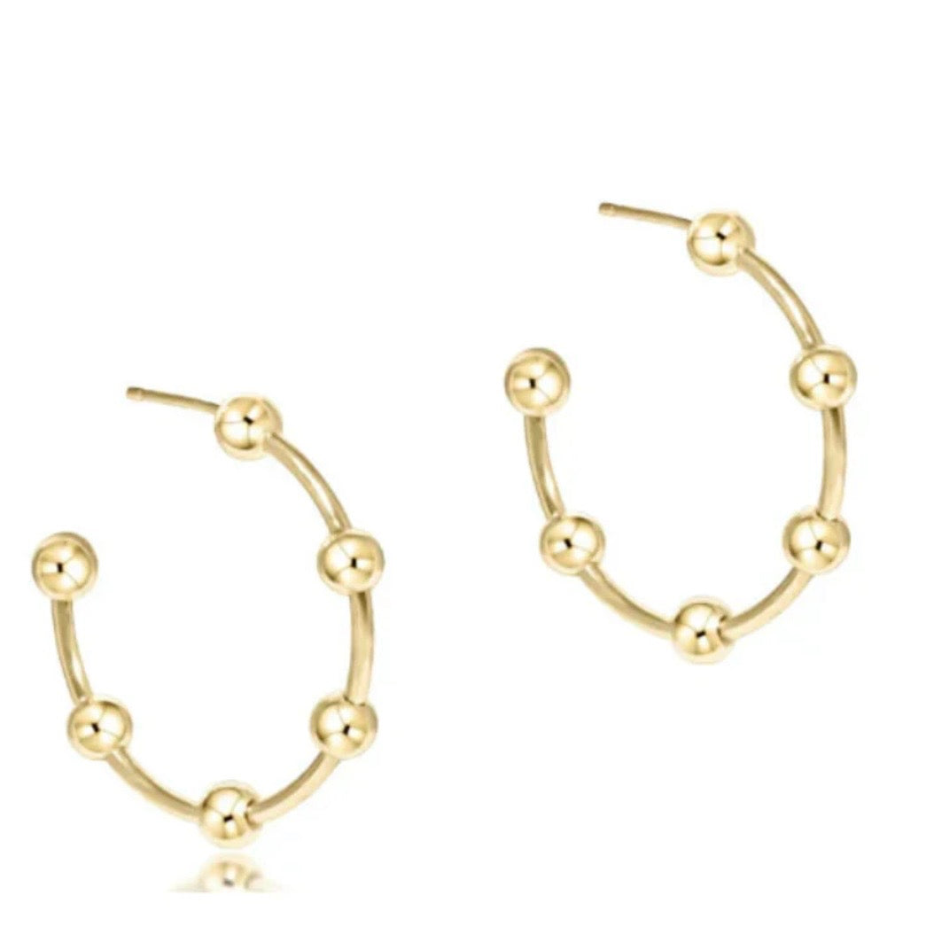 Beaded Simplicity 1” Post Hoop 4mm Gold