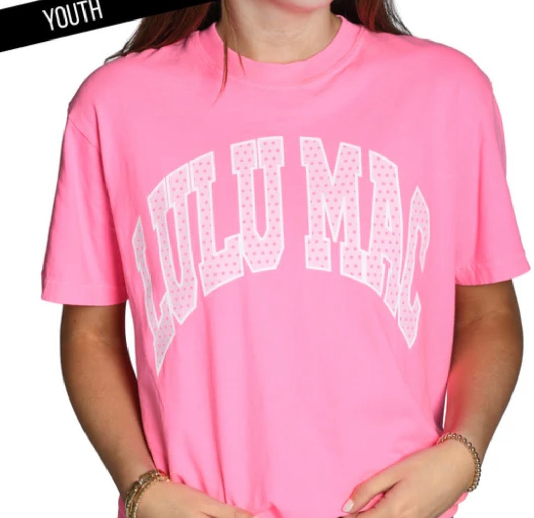 Youth Neon Pink Polka Dot Tee