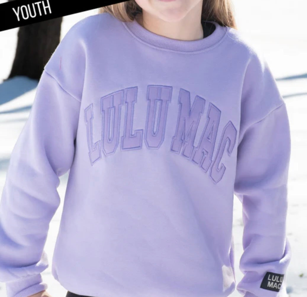 Youth Lavender Mono Lulu Mac Sweatshirt