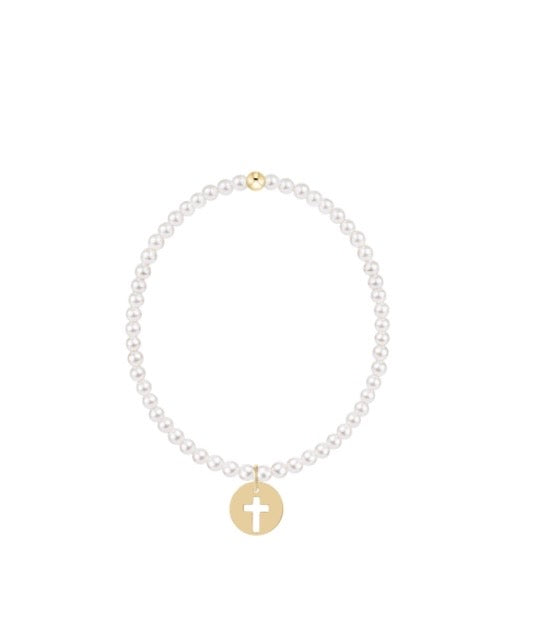 Classic Pearl 3mm Bracelet - Blessed Gold Disc