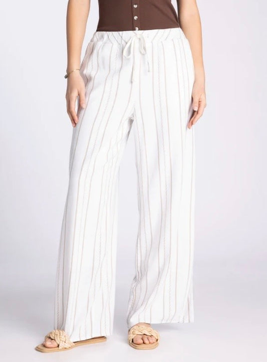 AMORETTE PANTS Ivory Taupe Stripe