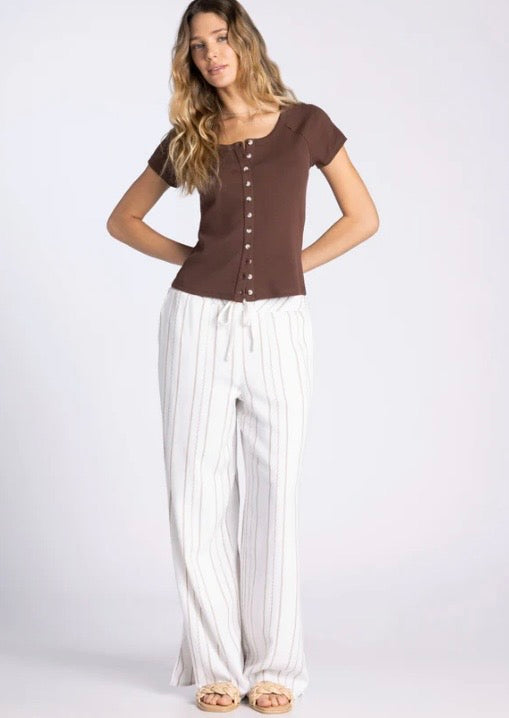 AMORETTE PANTS Ivory Taupe Stripe
