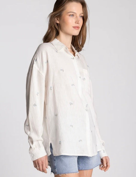 YESENIA SHIRT Ivory Blue Floral
