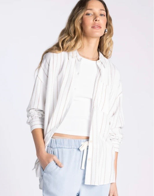 AMORETTE SHIRT Ivory Taupe Stripe