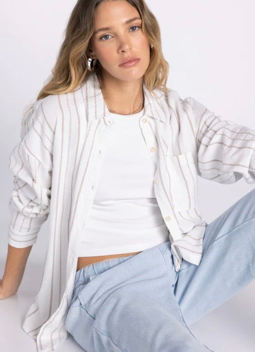 AMORETTE SHIRT Ivory Taupe Stripe