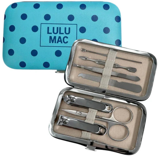 Turq/Navy Polka Dot Manicure Set