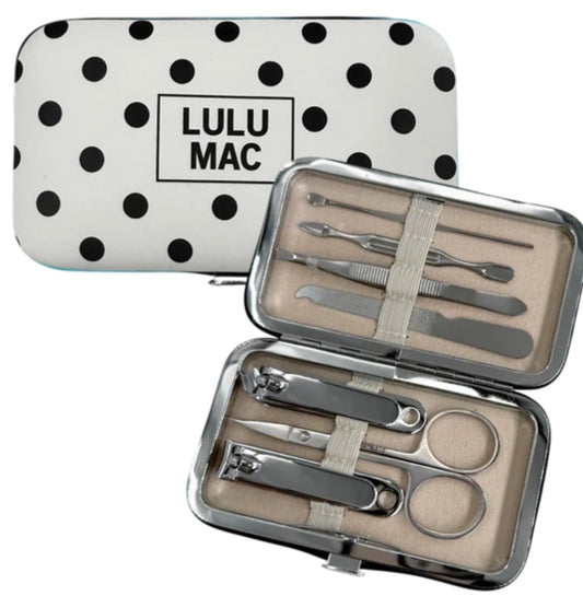 White/Black Polka Dot Manicure Set