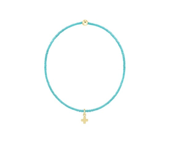 Hope Classic Turquoise Bracelet - Signature Cross Small Gold Charm