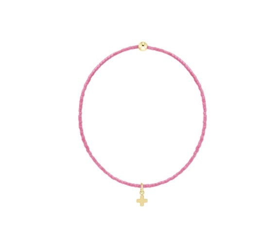 Hope Classic Bubblegum Bracelet - Signature Cross Small Gold Charm