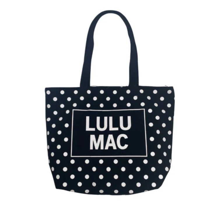 LuLu Mac Canvas Tote White Dot on Black