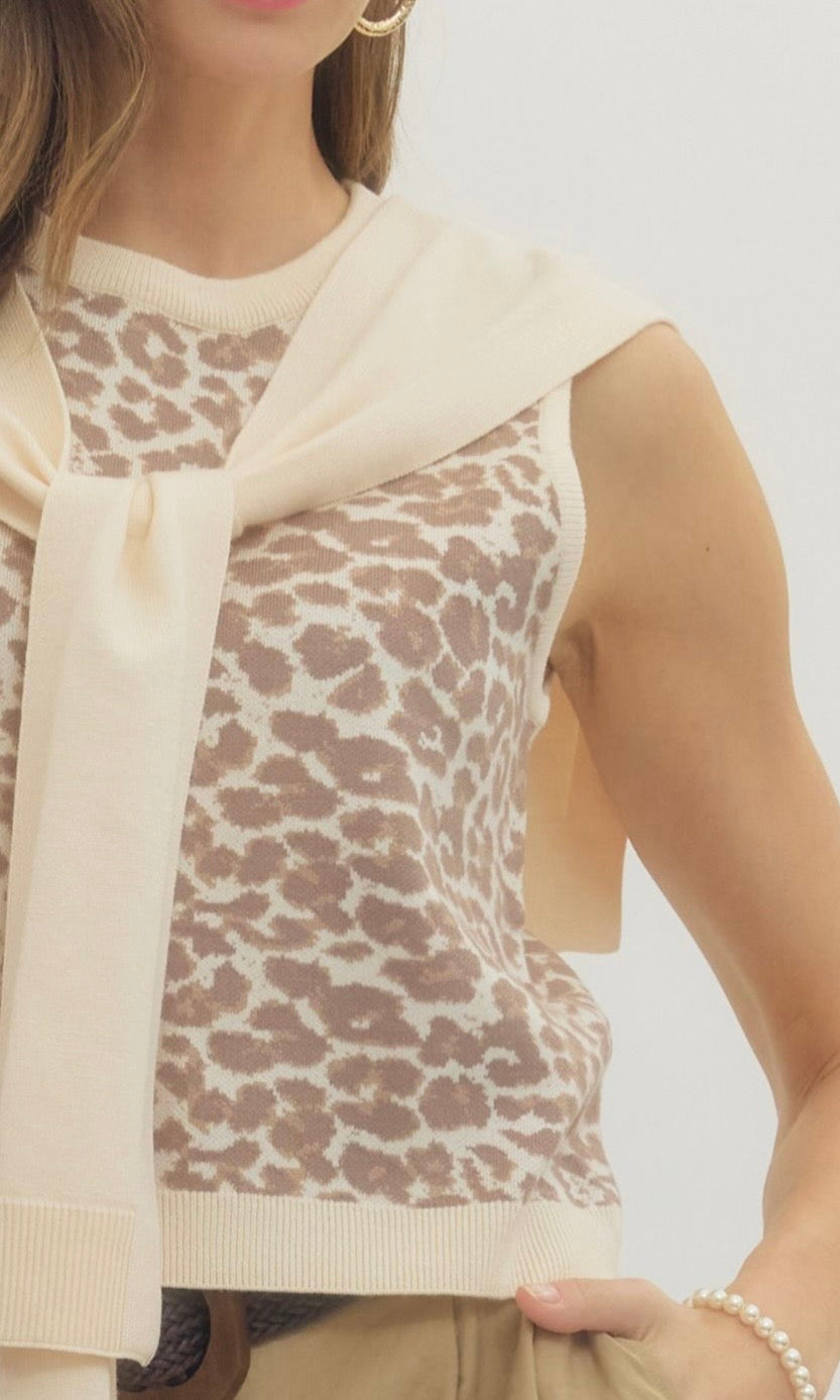 Prep & Obsessed Printed Sleeveless Sweater