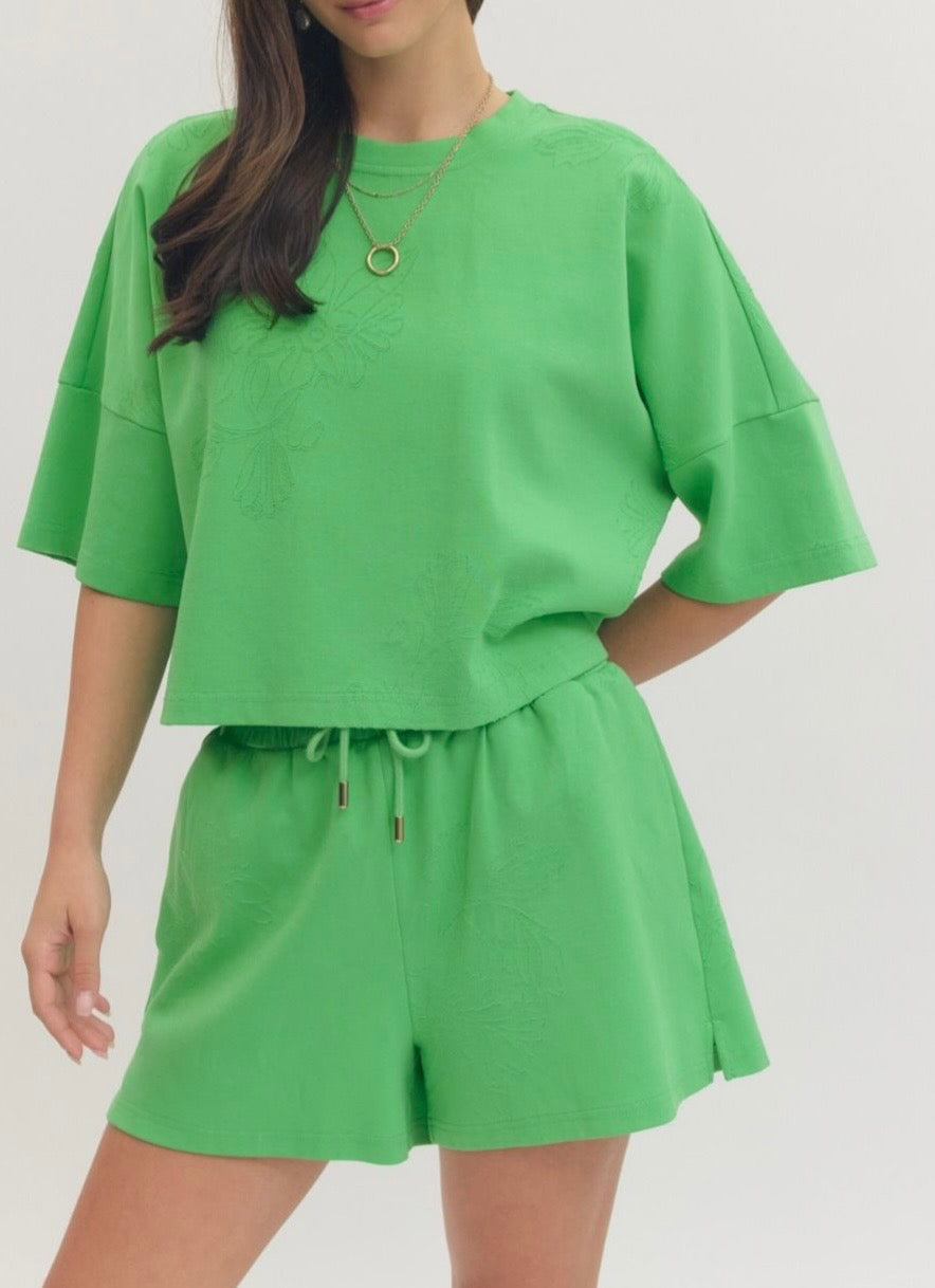 Green Embroidered Bloom Blouse
