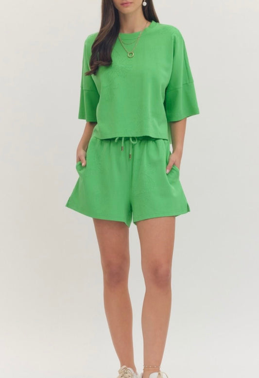 Green Embroidered Bloom Blouse