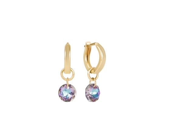 Huggie Gold 0.5" Hoop - Reflection Small Charm - 06