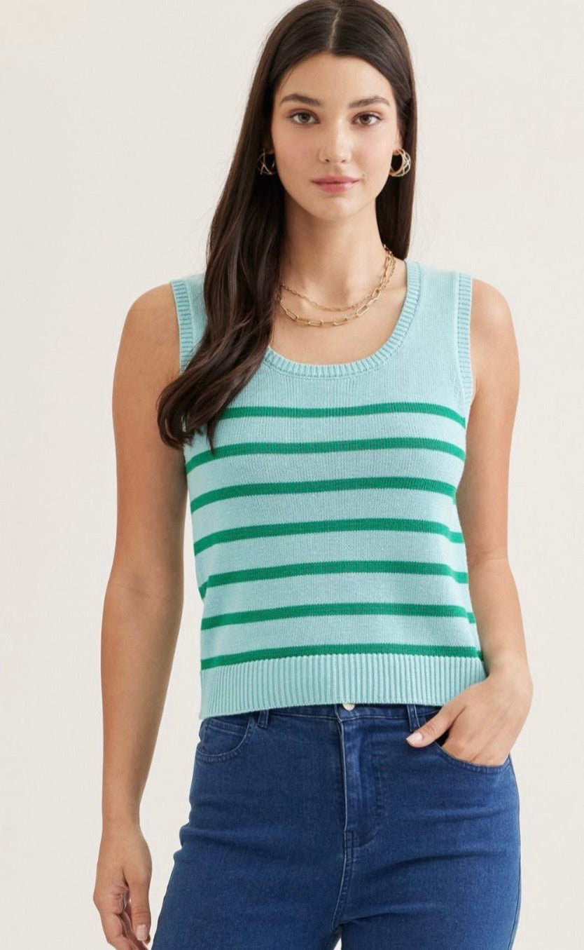 Seafoam Striped Sleeveless Top