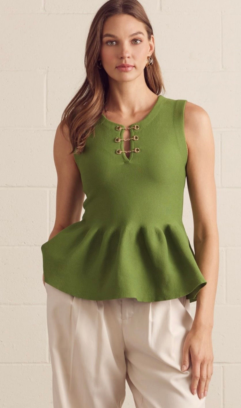 A Bit Too Cute Olive Peplum Top