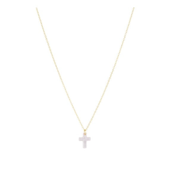 16" Necklace Gold - Blessed Crystal Charm