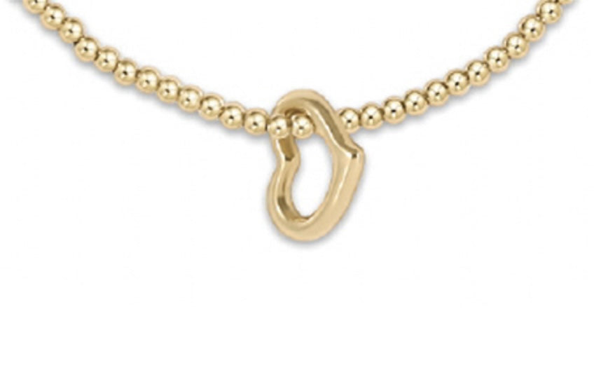 egirl Classic Gold 2mm Bead Bracelet - Love Small Gold Charm