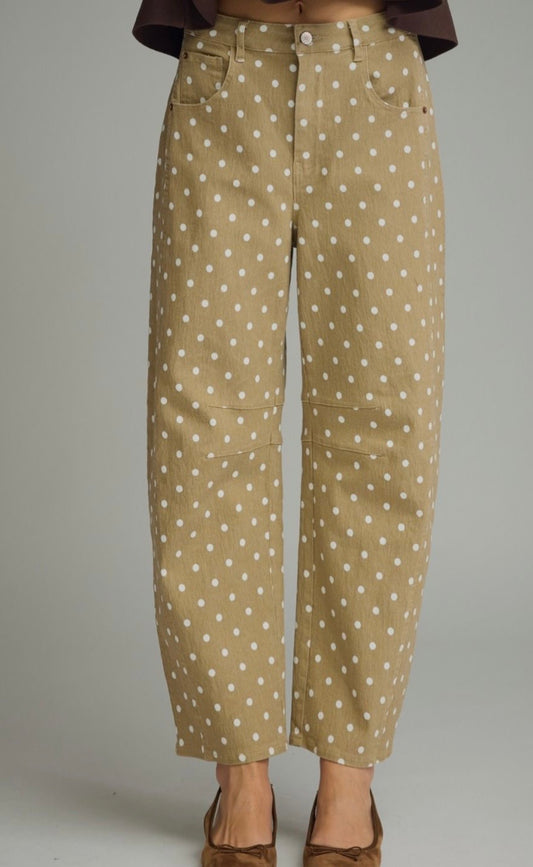 Millie Latte Polka Dot Barrel Pants