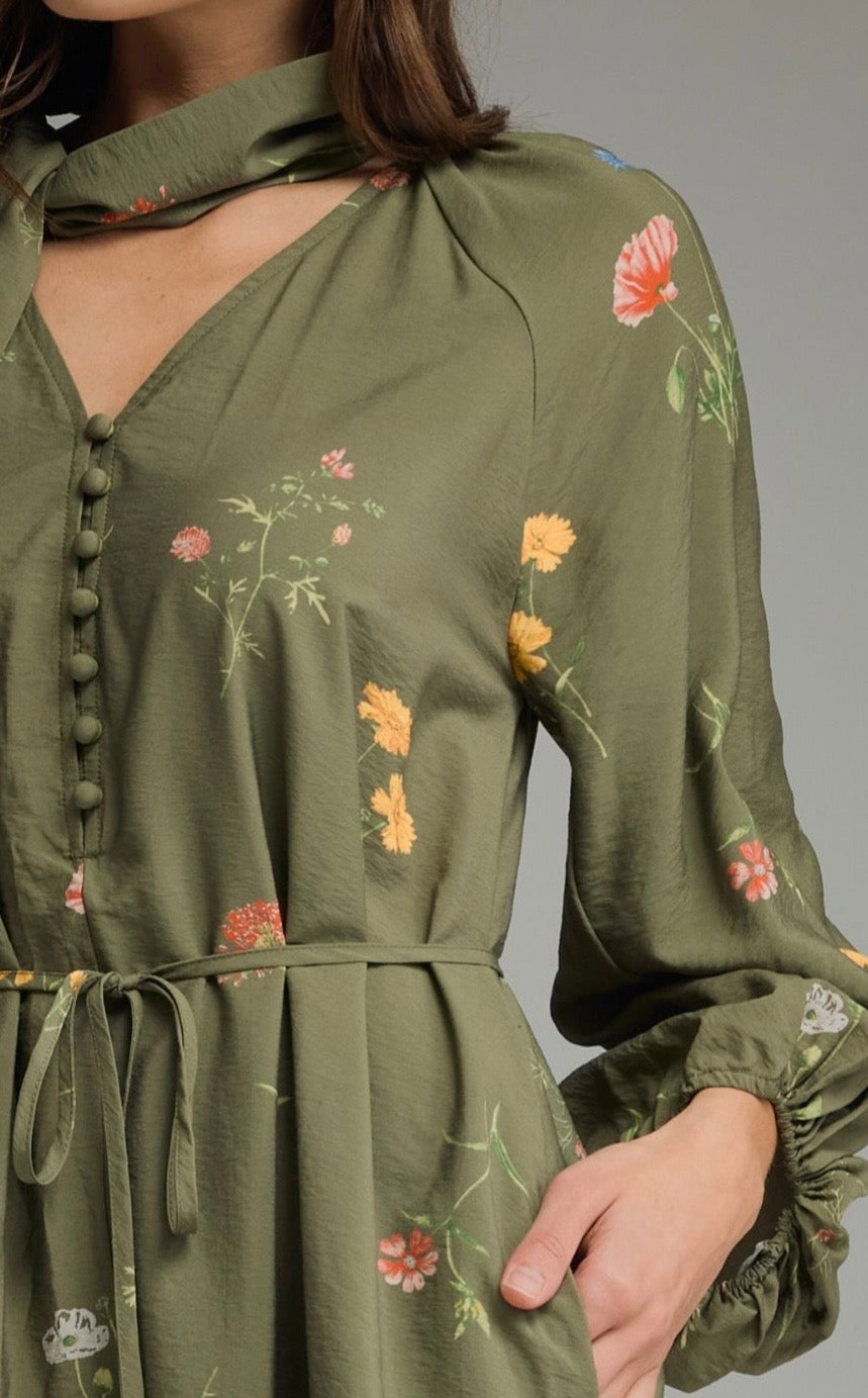 Olive Wildflower Dress