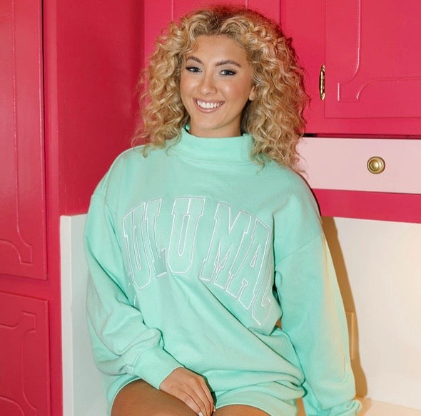 LM Stitch Mockneck Terry Cloth Top Seafoam