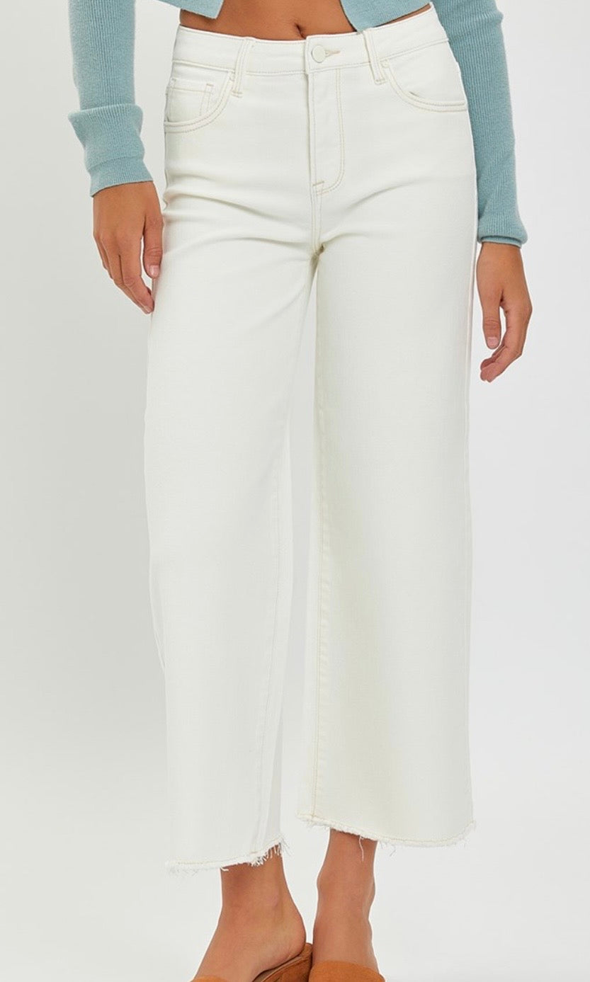 Lark Cream HR Wide Leg Crop Demim