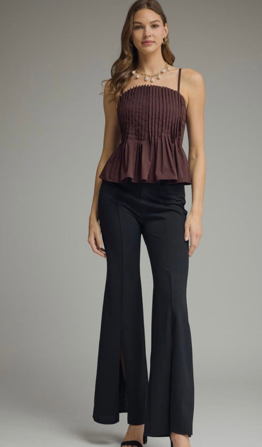 Chocolate Pleated Cami Top