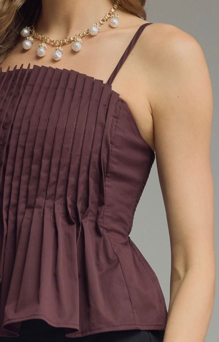 Chocolate Pleated Cami Top