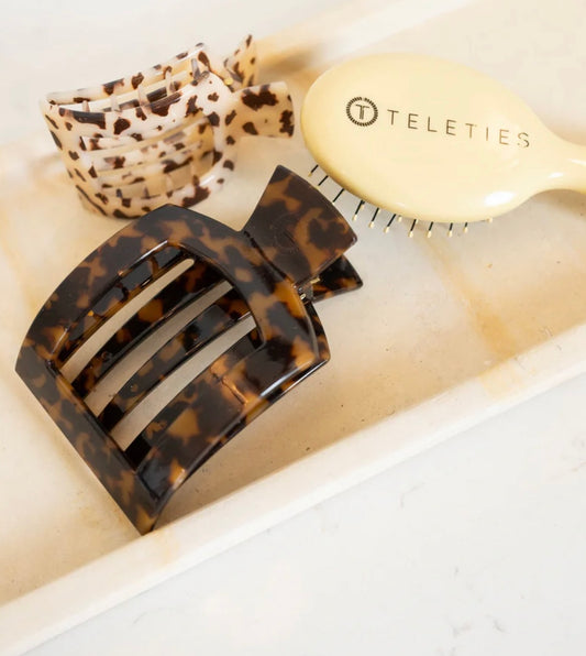 Square Flat Hair Clip Large Tortoise