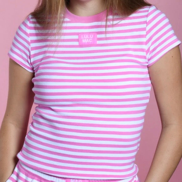 LuLu Mac Stripe Baby Doll Neon Pink