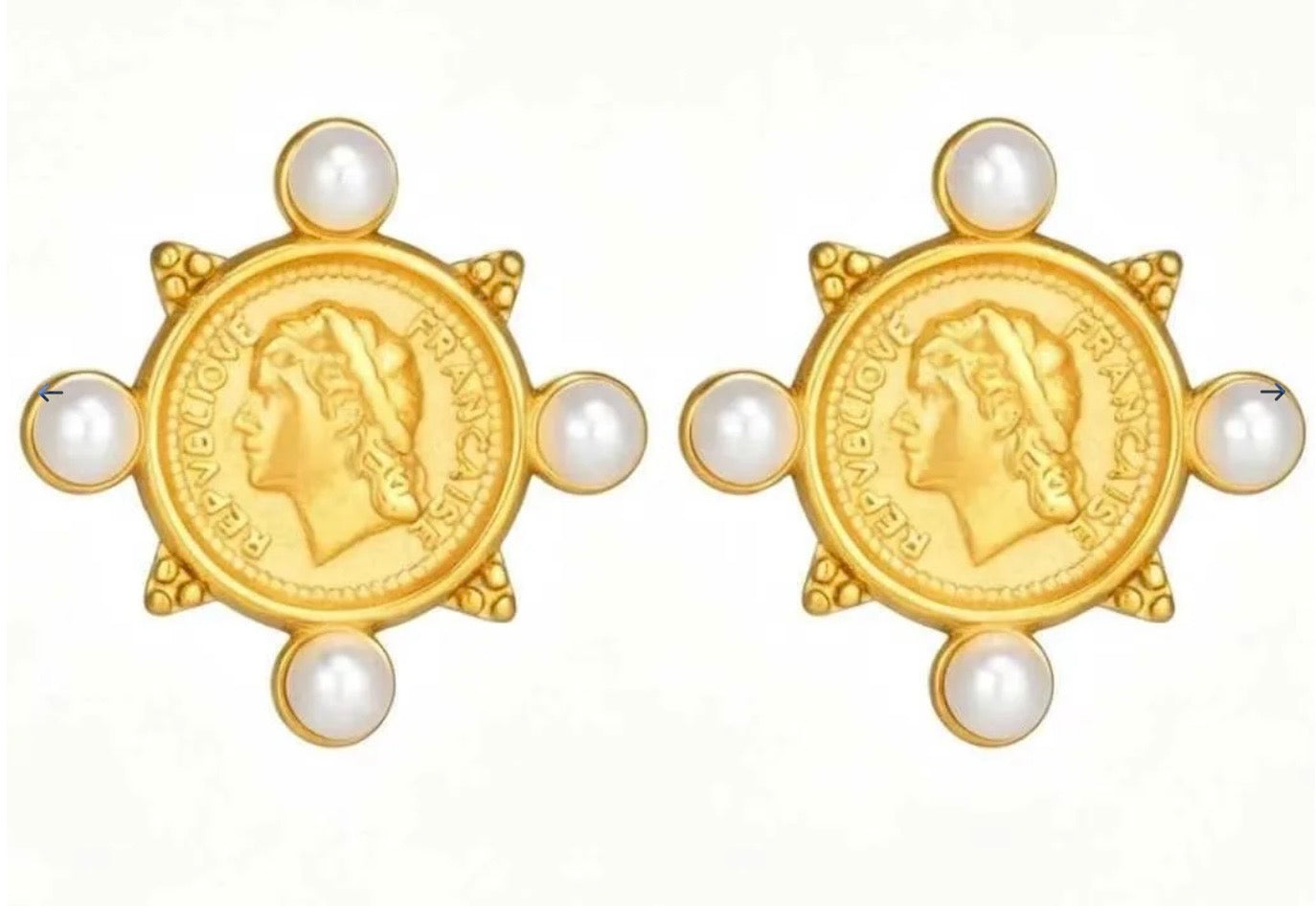 Small Pearl Coin Earrings