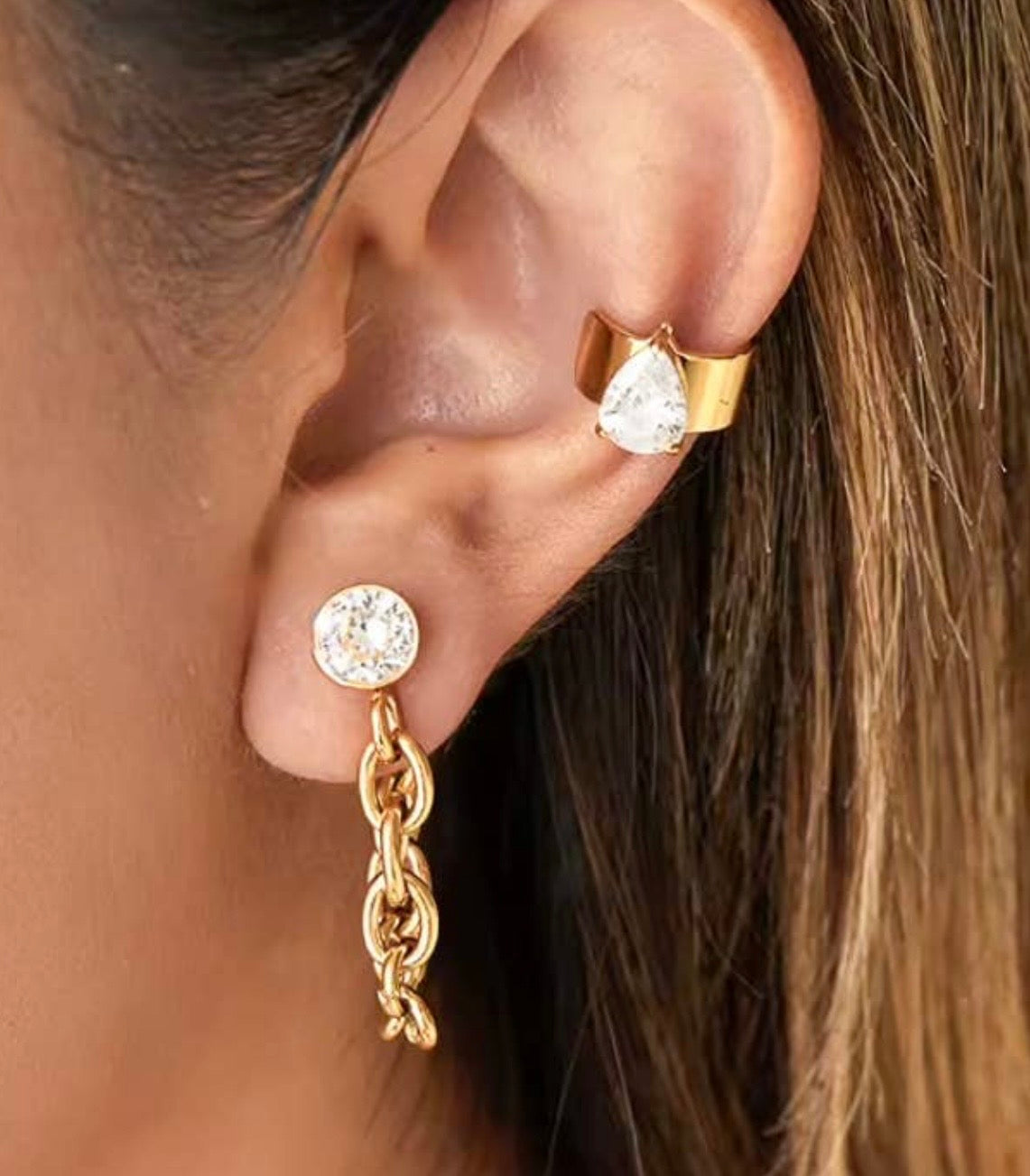 CZ Chain Stud Earrings