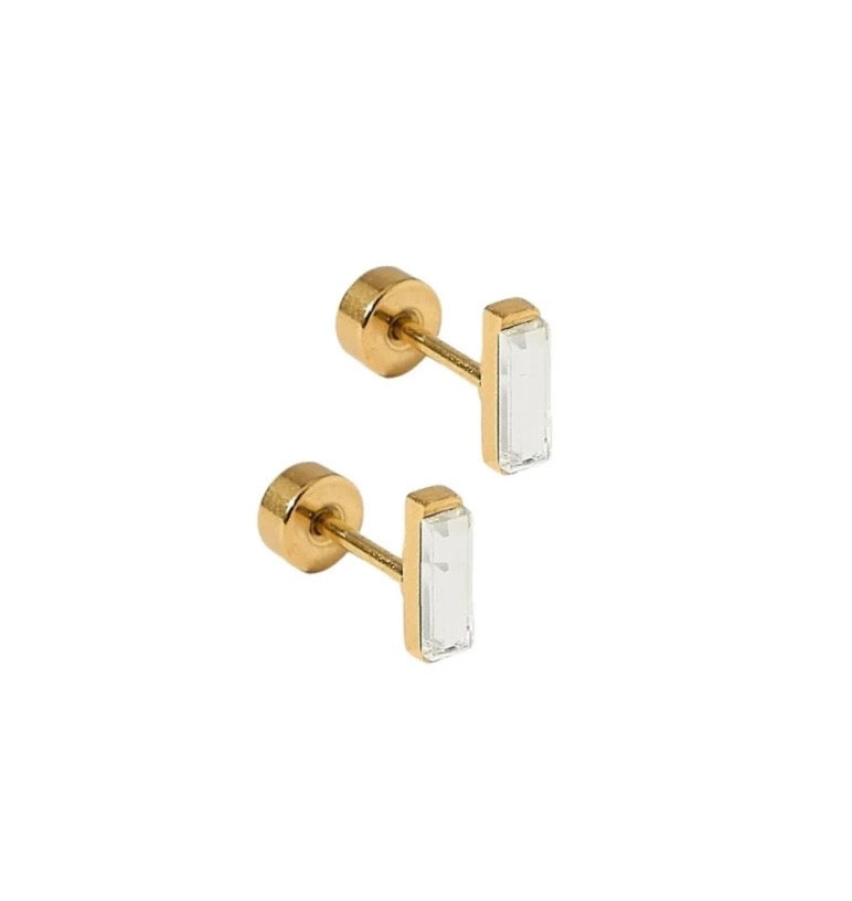 Screwback Stud Earrings - Micro Amber