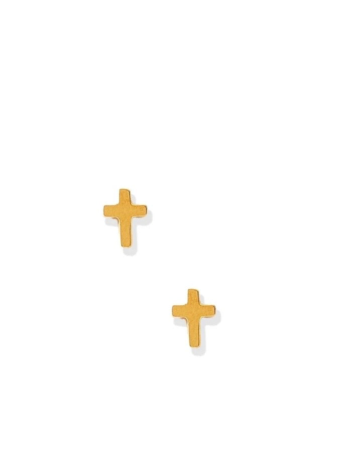 Screwback Stud Earrings - Micro Cross Gold
