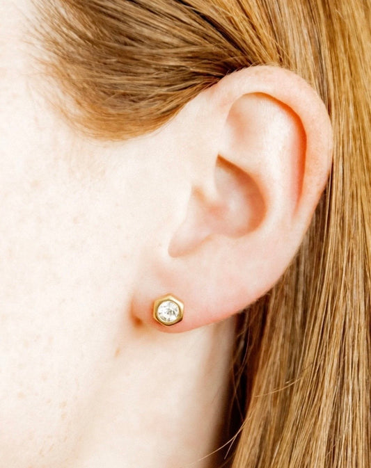 Screwback Stud Earrings - Addison Clear Gold