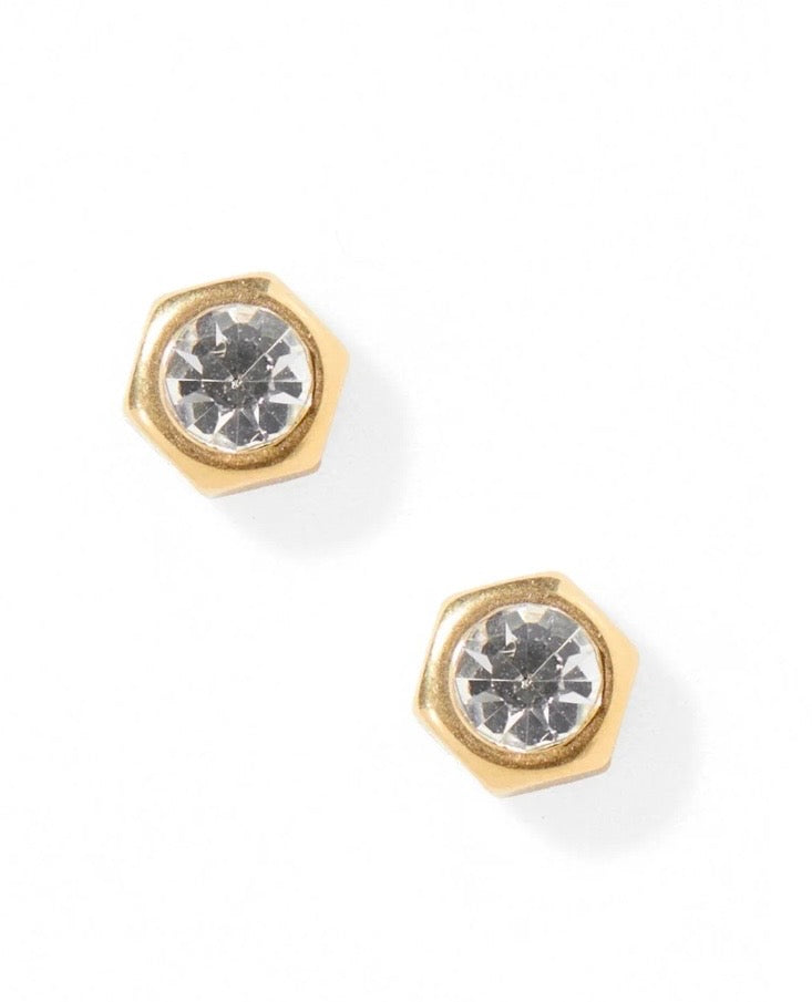 Screwback Stud Earrings - Addison Clear Gold