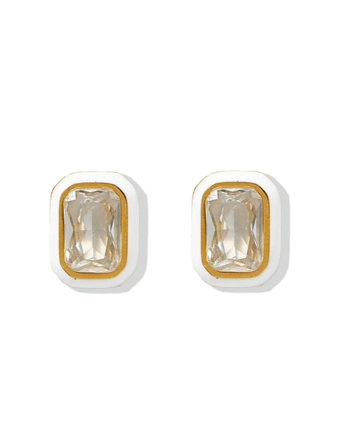 Screwback Stud Earrings - Whitney White Marshmallow
