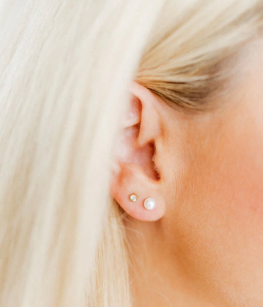 Screwback Stud Earrings - Payton Pearl White 5mm