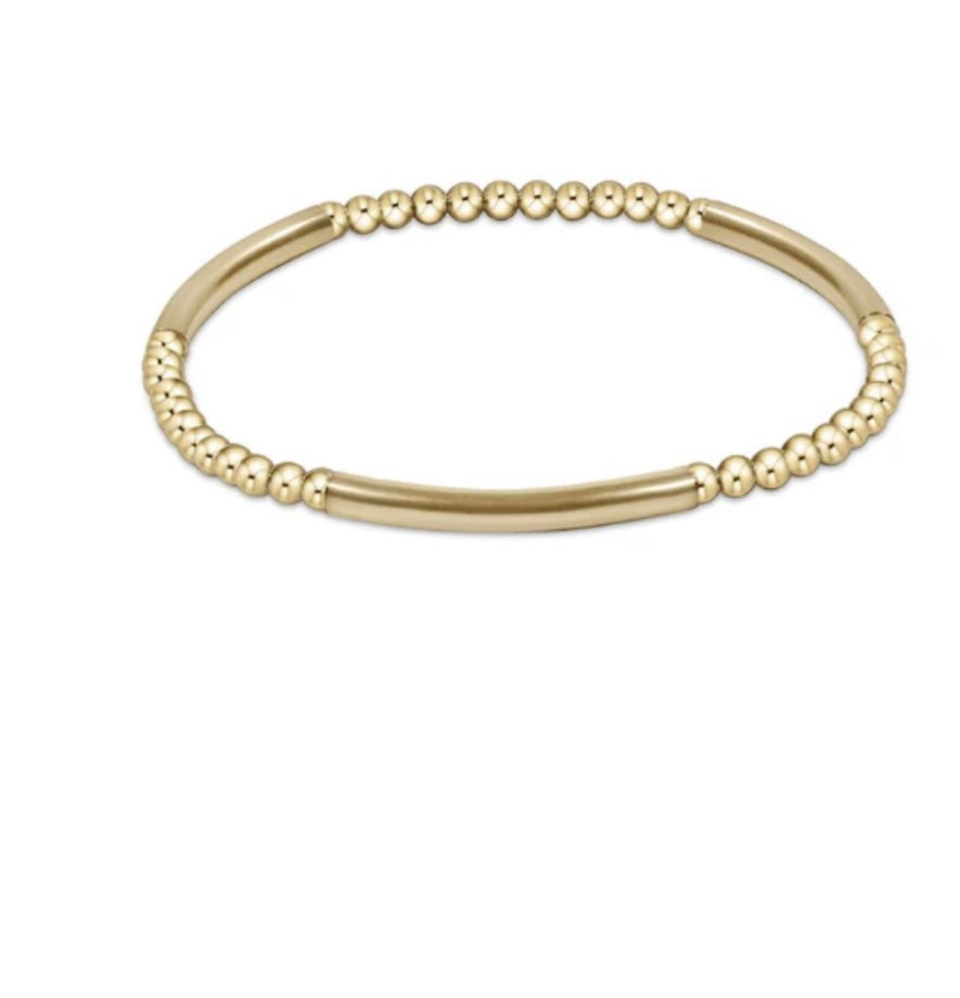 Bliss Bar Gold Pattern 3mm Bead Bracelet - Gold