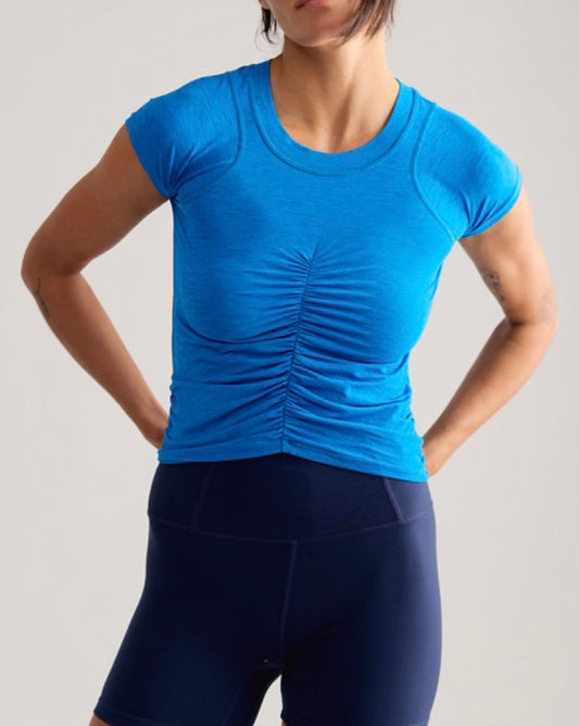 Tempo Ruched Short Sleeve Powerline Blue