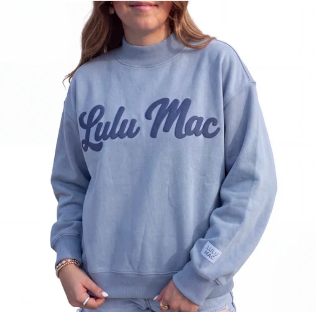 LuLu Mac Mock Neck Script Blue/Blue
