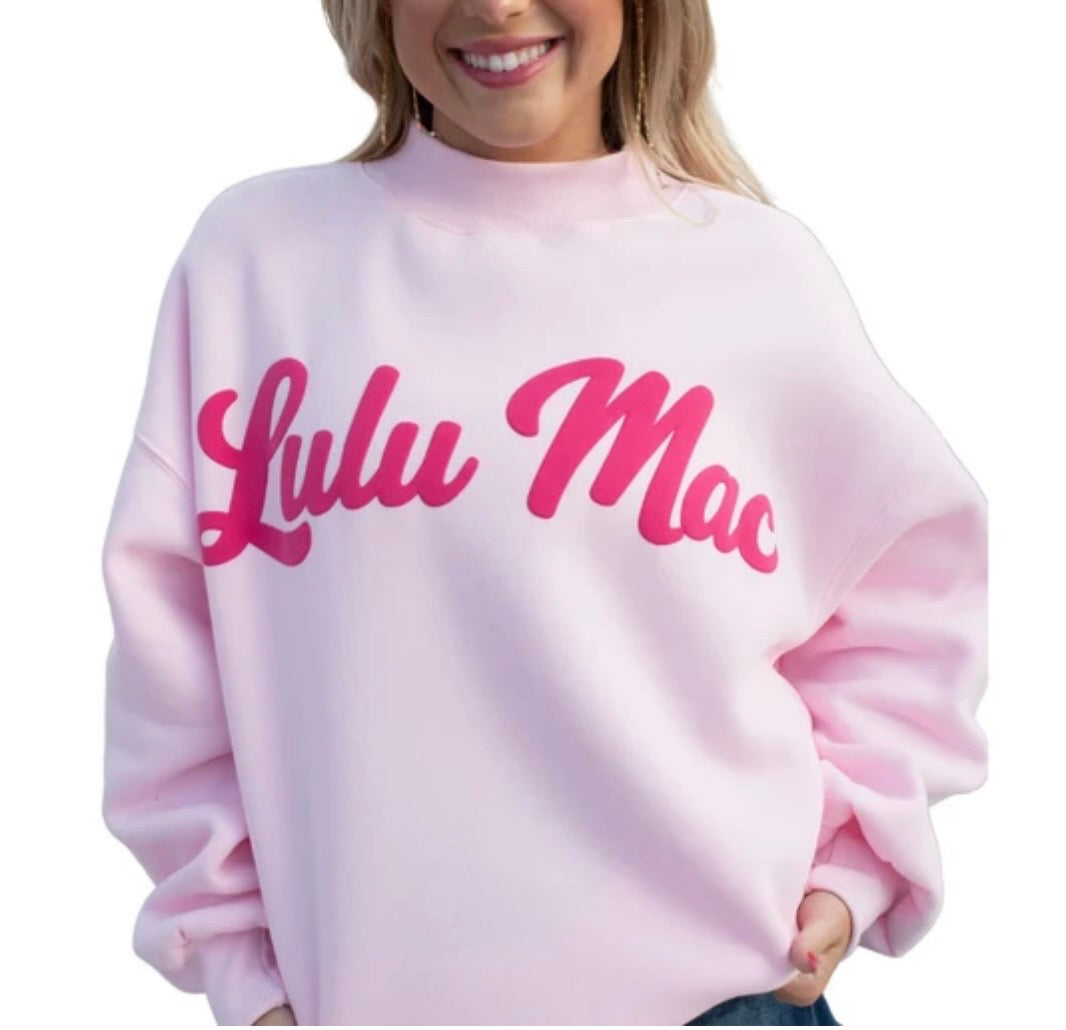 LuLu Mac Mock Neck Script Bubblegum/Lt Pink