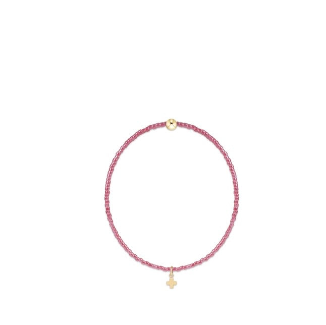 Hope Classic Pink Champagne Bracelet - Signature Cross Small Gold Charm
