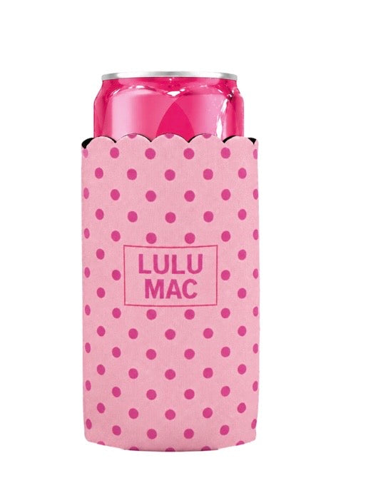 Slim Can Koozie Pink/Hot Pink Dot