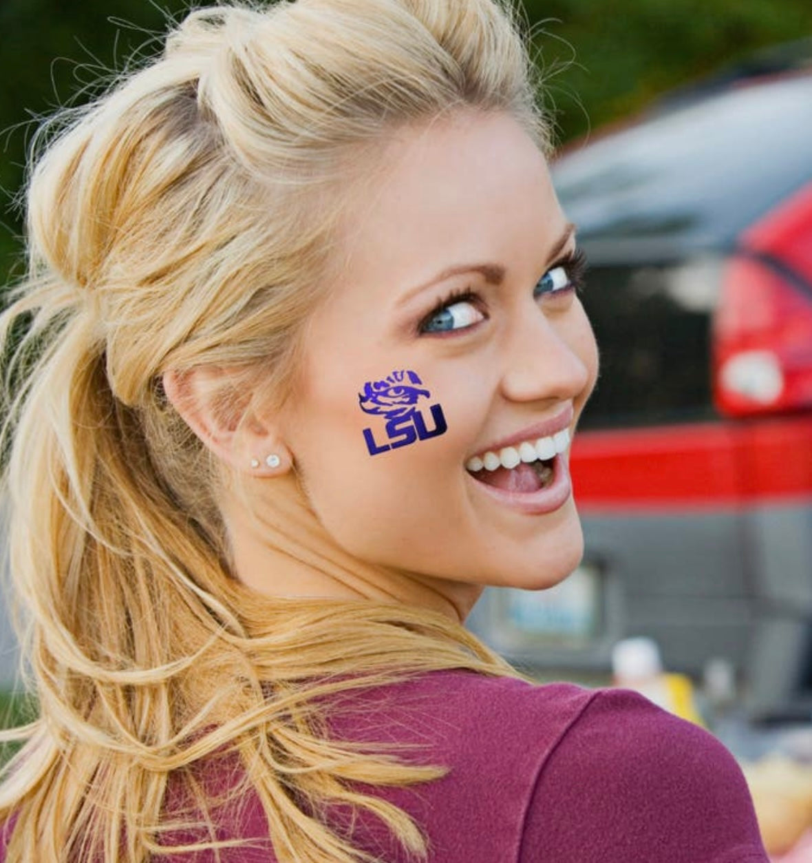 LSU Metallic Game Faces Temporary Tattoo
