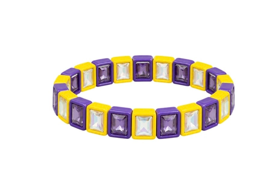 Purple/Yellow Rhinestone Bracelet