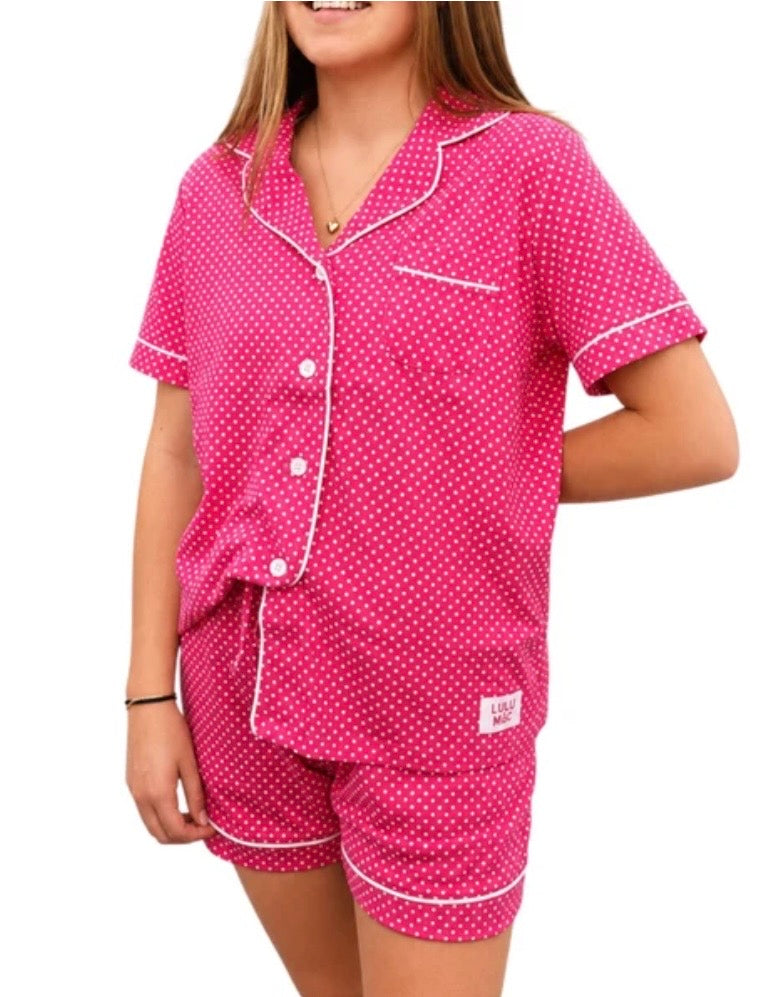 Lulu Mac PJ Hot Pink/Lt Pink DOT