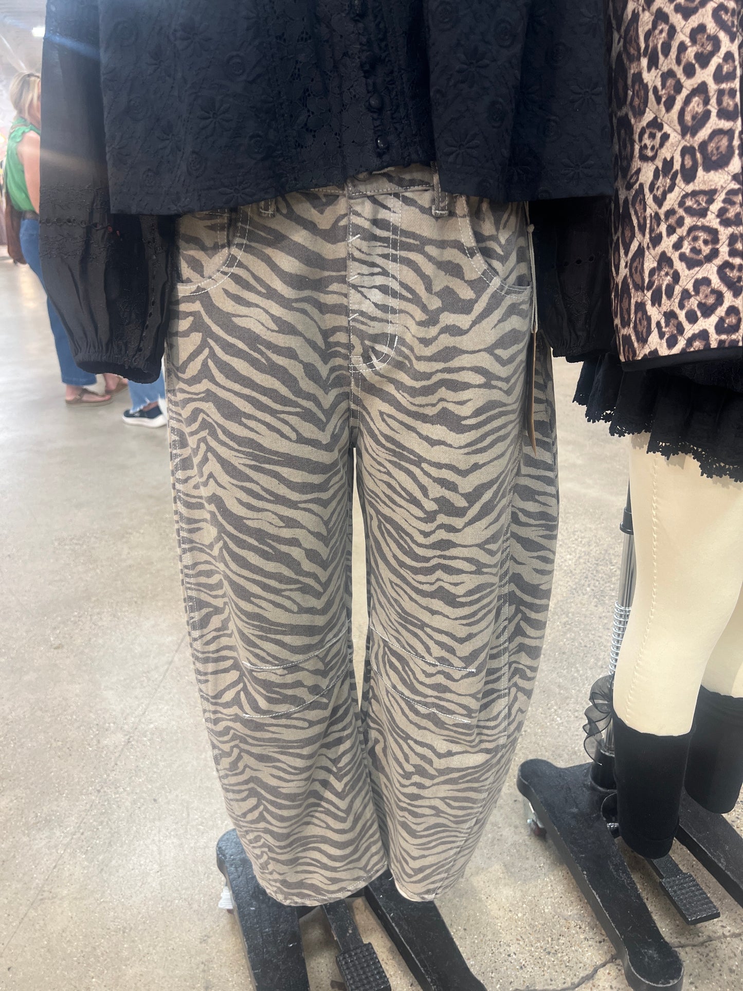 Tiger Stripe Barrel Denim Jeans